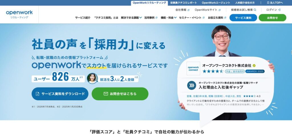OpenWorkリクルーティングのトップページ